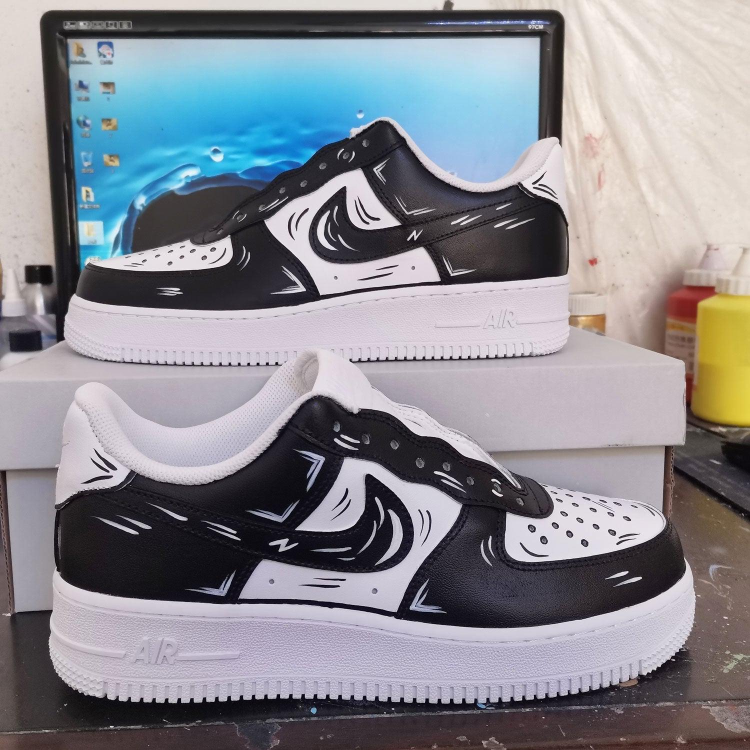 Custom Air Force 1 Cartoons Black White-shecustomize