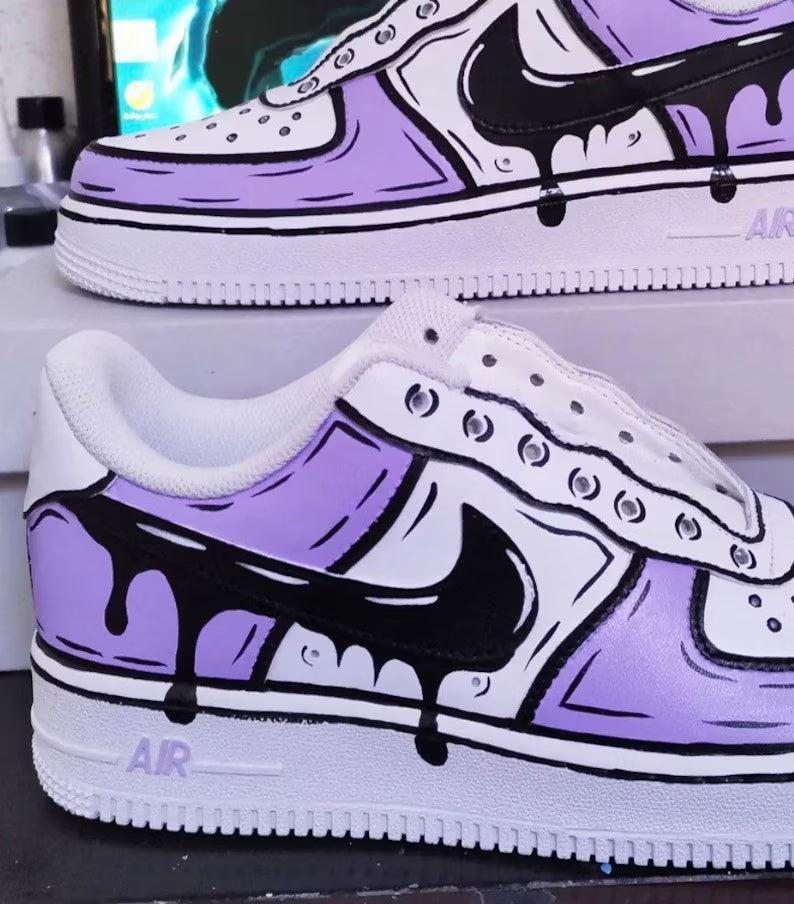 Custom Air Force 1 Cartoons Drip Purple-shecustomize