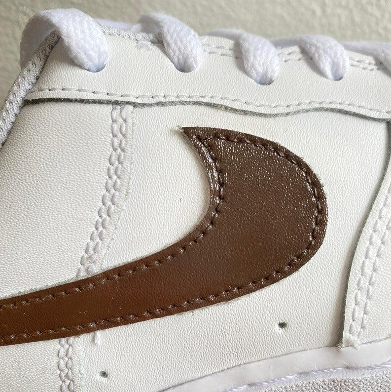 Custom Air Force 1 Chocolate Brown Swoosh-shecustomize