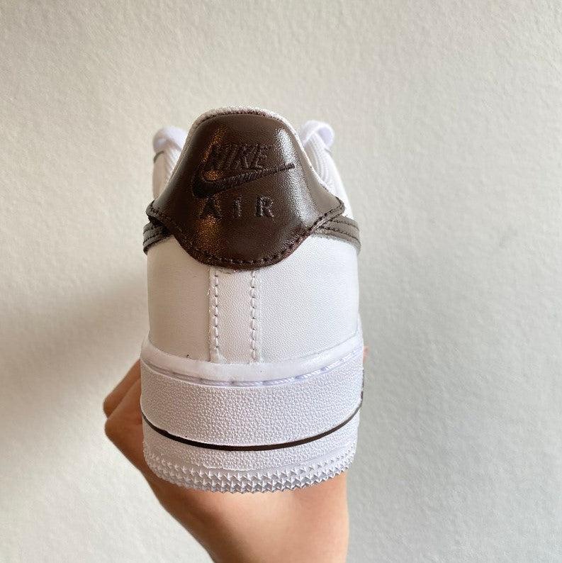 Custom Air Force 1 Chocolate Brown Swoosh-shecustomize