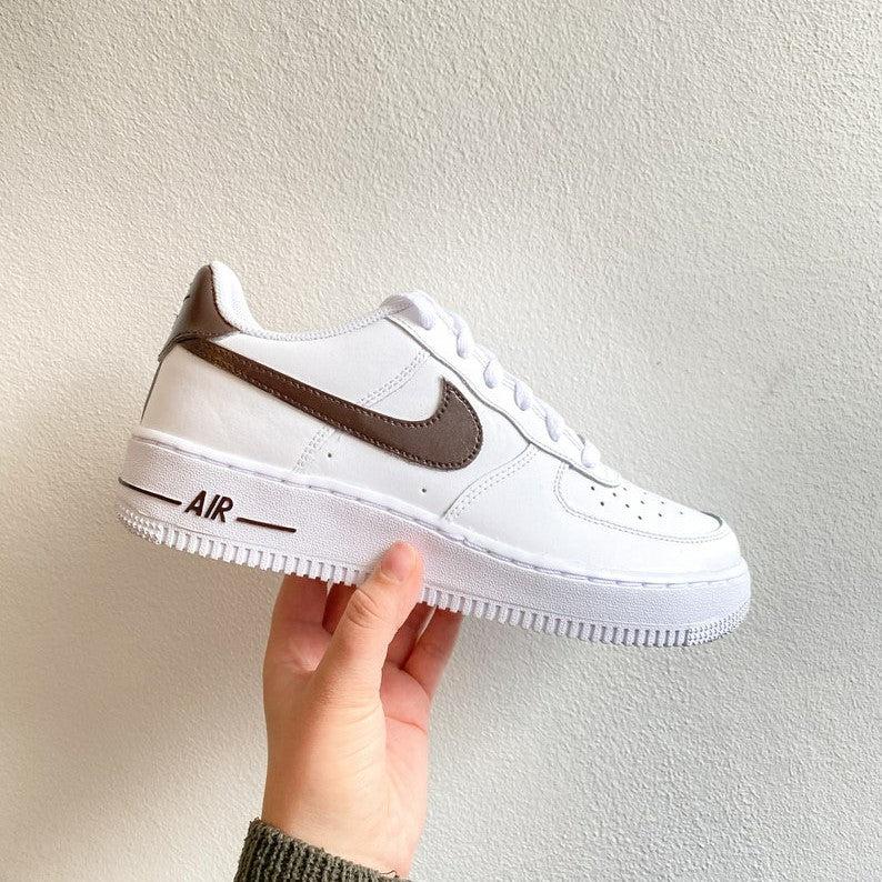 Custom Air Force 1 Chocolate Brown Swoosh-shecustomize