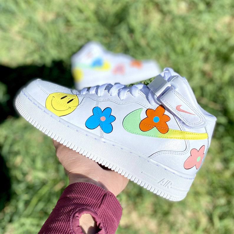 Custom Air Force 1 Hippie 70s Smiley Face-shecustomize