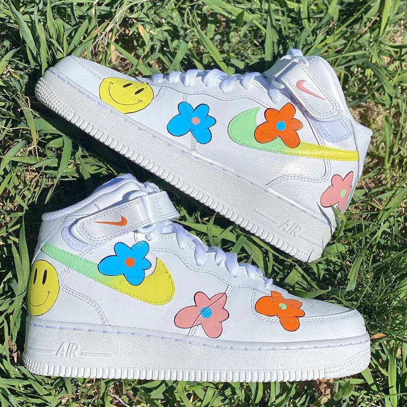 Custom Air Force 1 Hippie 70s Smiley Face-shecustomize