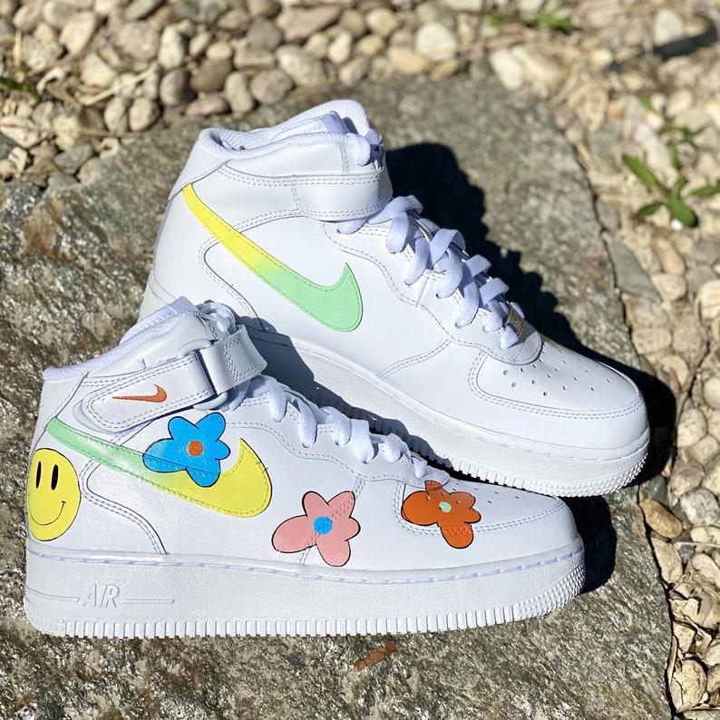 Custom Air Force 1 Hippie 70s Smiley Face-shecustomize
