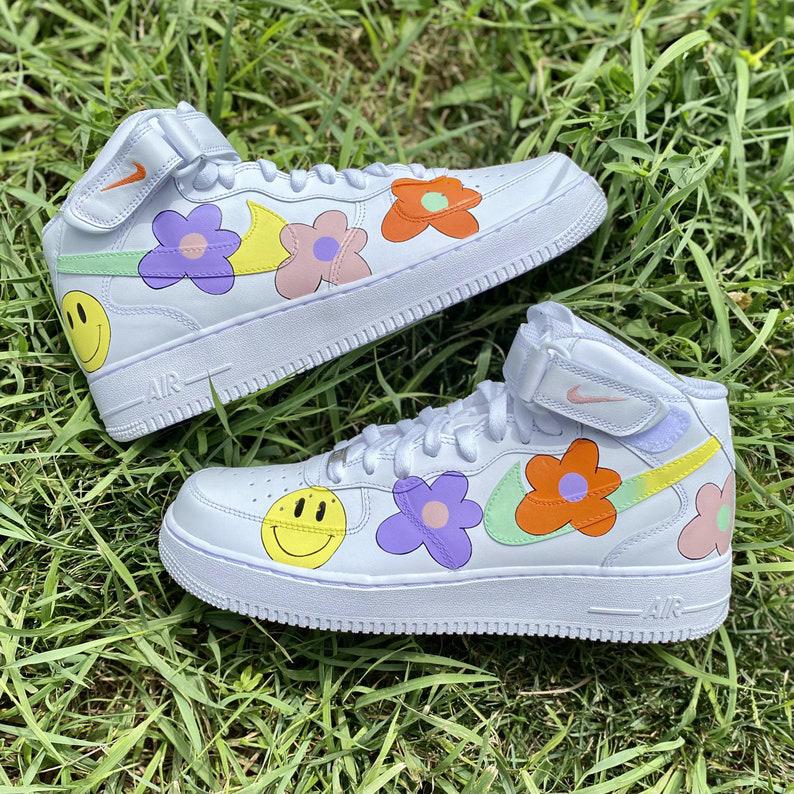 Custom Air Force 1 Hippie 70s Smiley Face-shecustomize