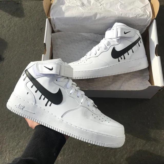 Custom Air Force 1 Mid Drip Black-shecustomize