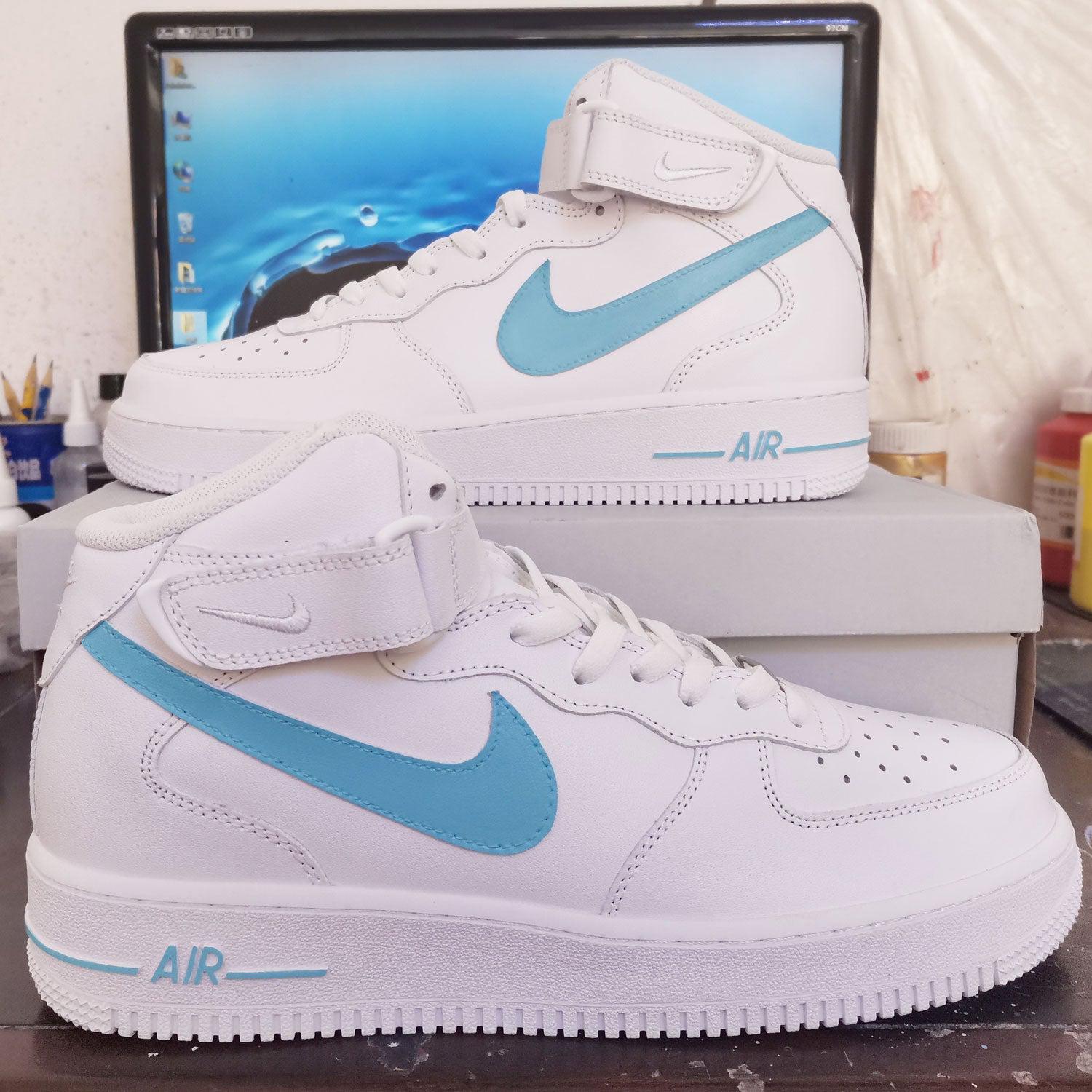 Custom Air Force 1 Mid Swoosh Blue-shecustomize
