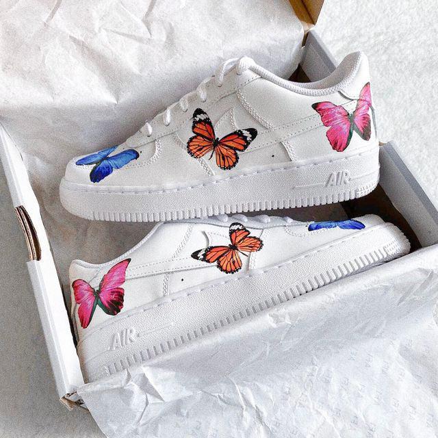 Custom Air Force 1 Multi Coloured Butterflies-shecustomize