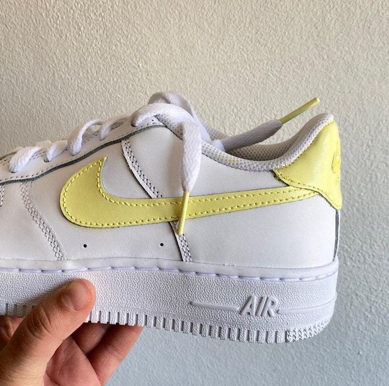 Custom Air Force 1 Pastel Yellow Swoosh-shecustomize