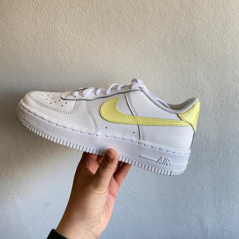 Air force 1 with yellow outlet swoosh