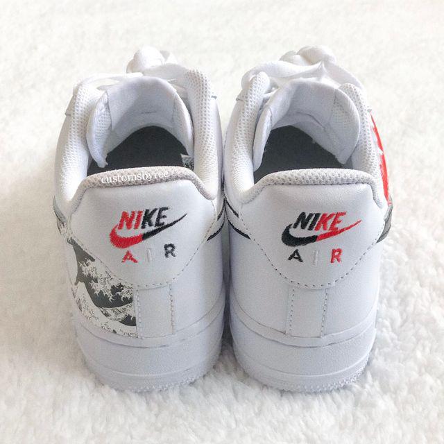 Custom Air Force 1 Red Dragon x Great Wave Off Kanagawa-shecustomize