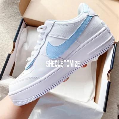 Custom Air Force 1 Shadow Baby Blue-shecustomize