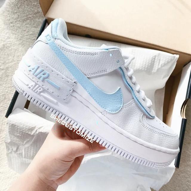 Custom Air Force 1 Shadow Baby Blue-shecustomize