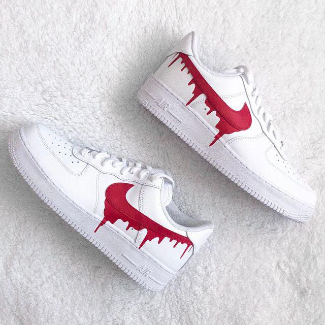 Custom Air Force 1 Swoosh Drip Red-shecustomize