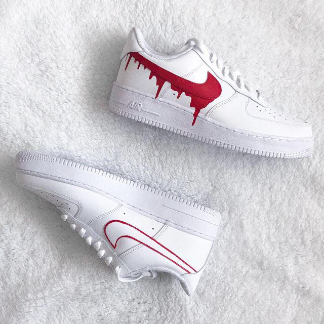 Custom Air Force 1 Swoosh Drip Red-shecustomize