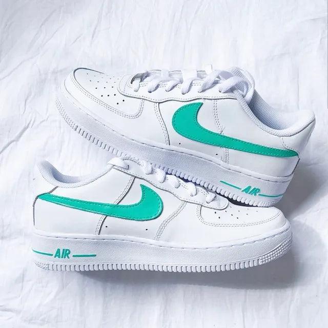 Custom Air Force 1 Swoosh Mint Green-shecustomize