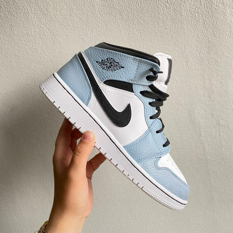 Custom Air Jordan 1 Black And Blue-shecustomize