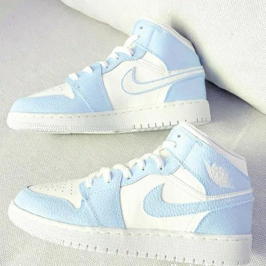 Custom Air Jordan 1 Mid Baby Blue - shecustomize