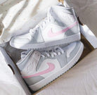 Custom Air Jordan 1 Mid Pink Grey - shecustomize