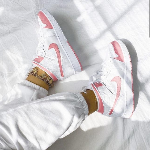 Custom Air Jordan 1 White Swoosh Pink Sneakers - shecustomize