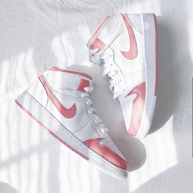 Custom Air Jordan 1 White Swoosh Pink Sneakers - shecustomize