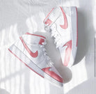 Custom Air Jordan 1 White Swoosh Pink Sneakers - shecustomize