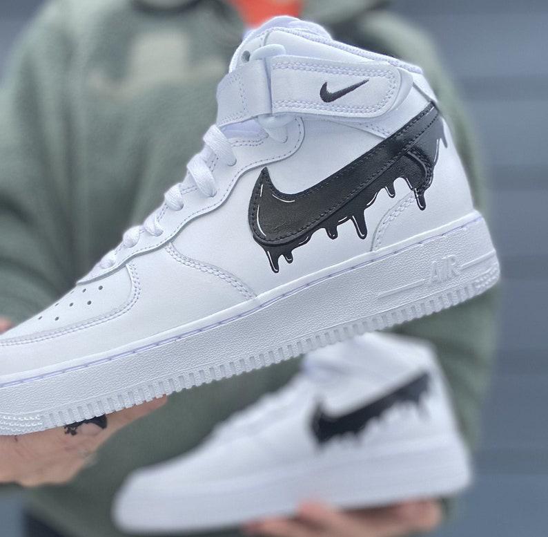 Custom Black Nike Drip Air Force 1-shecustomize