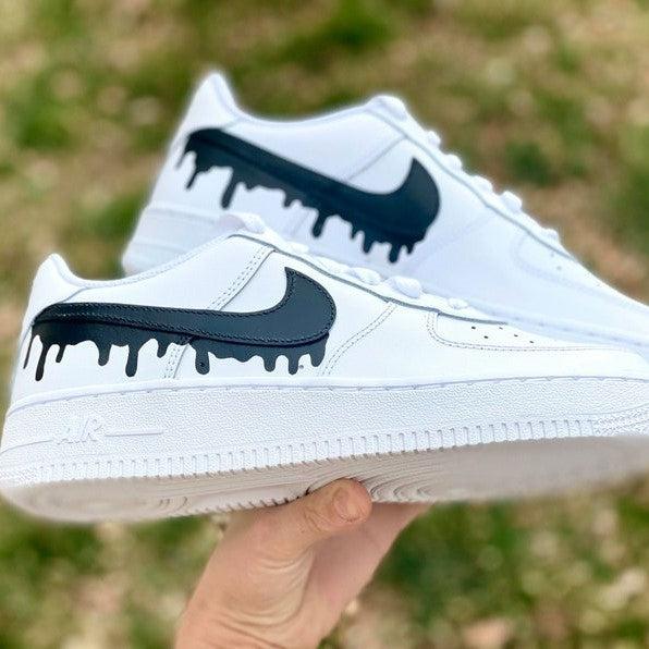 Custom Black Nike Drip Air Force Ones-shecustomize