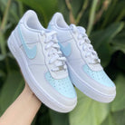 Custom Blue Nike Air Force Ones-shecustomize