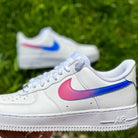 Custom Blue Pink Gradient Nike Air Force Ones Swoosh-shecustomize