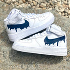 Custom Dark Blue Nike Drip Air Force Ones-shecustomize