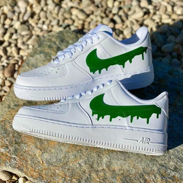 Custom Green Nike Drip Air Force Ones-shecustomize