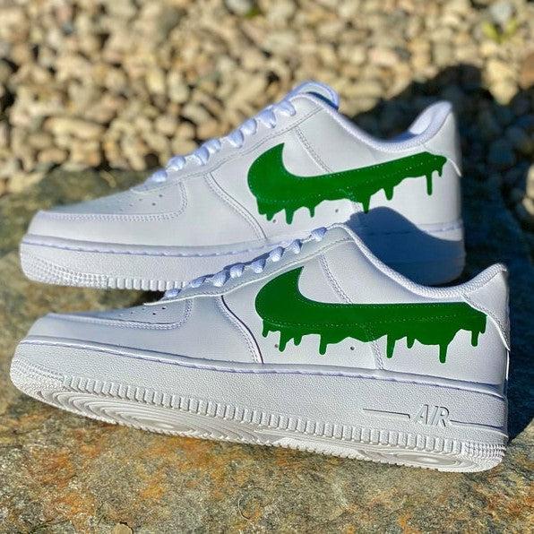 Custom Green Nike Drip Air Force Ones-shecustomize