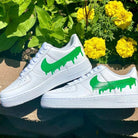 Custom Green Nike Drip Air Force Ones-shecustomize