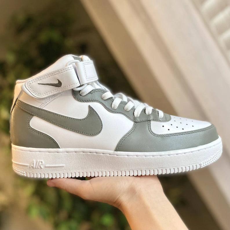 Custom Grey Nike Air Force Ones-shecustomize