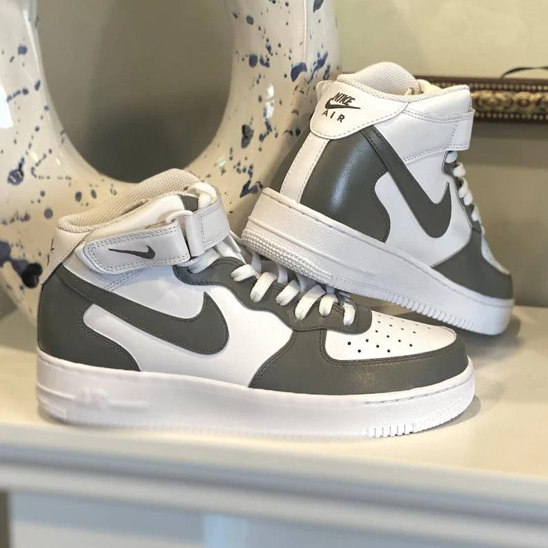 Custom Grey Nike Air Force Ones-shecustomize