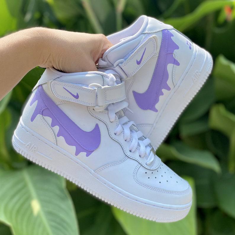 Custom Light Purple Nike Drip Air Force Ones-shecustomize