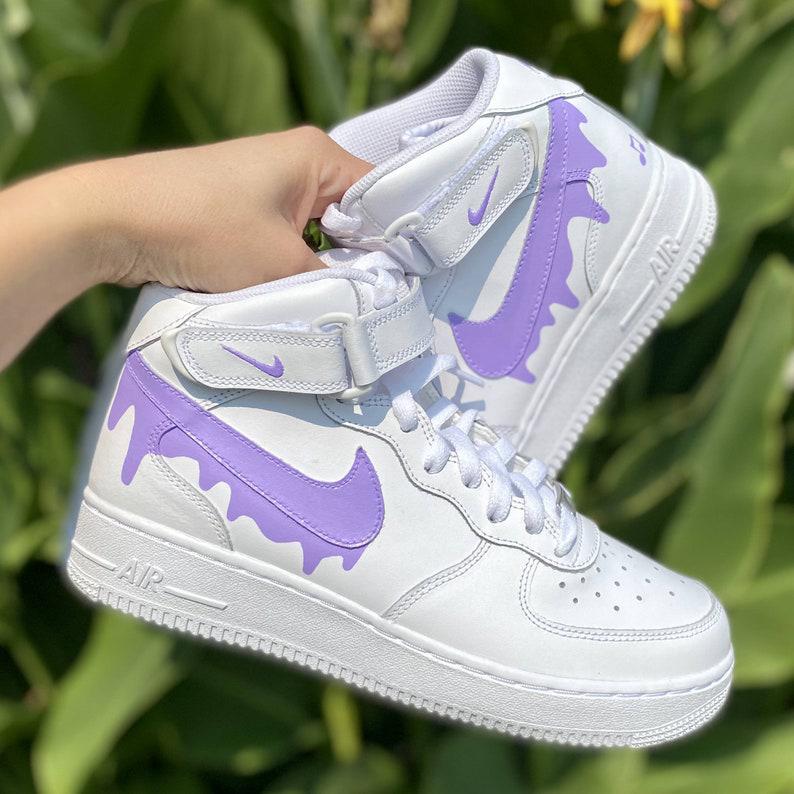 Custom Light Purple Nike Drip Air Force Ones-shecustomize