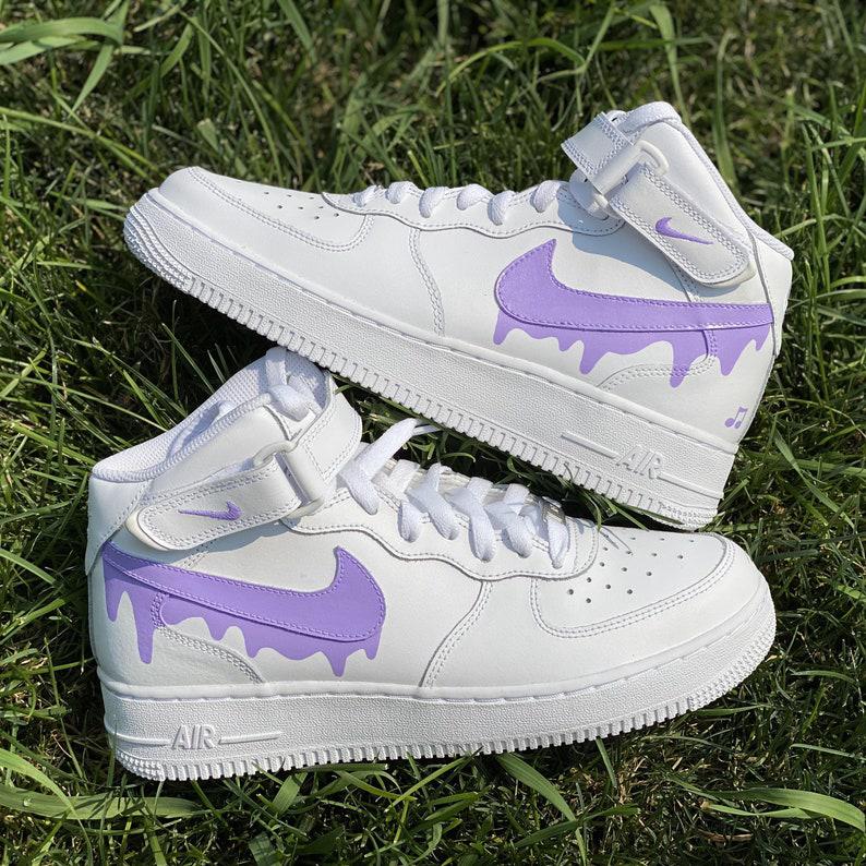 Custom Light Purple Nike Drip Air Force Ones-shecustomize