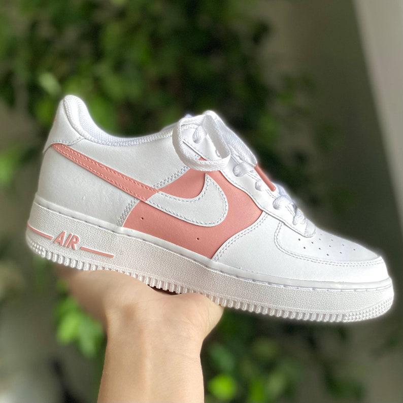 Custom Pink Nike Drip Air Force Ones-shecustomize