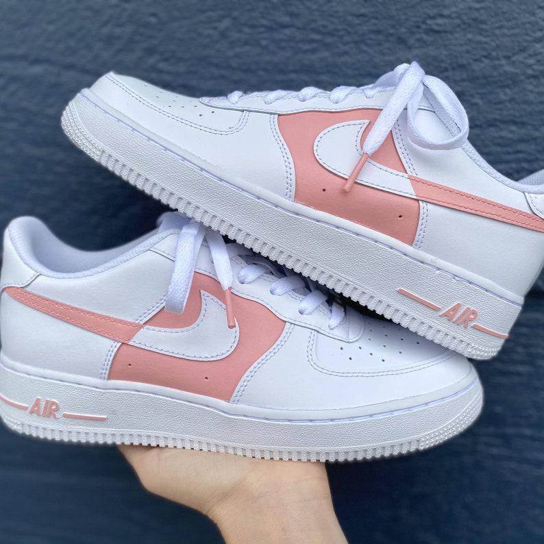 Custom Pink Nike Drip Air Force Ones-shecustomize