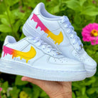 Custom Pink Yellow Nike Drip Air Force Ones-shecustomize