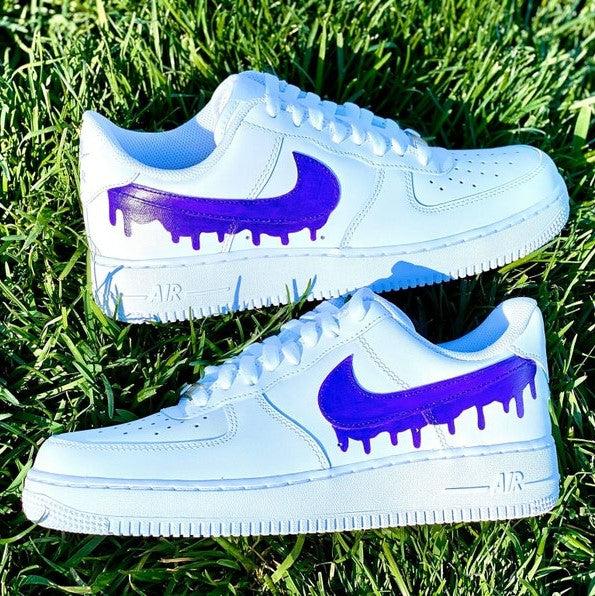 Custom Purple Nike Drip Air Force Ones-shecustomize