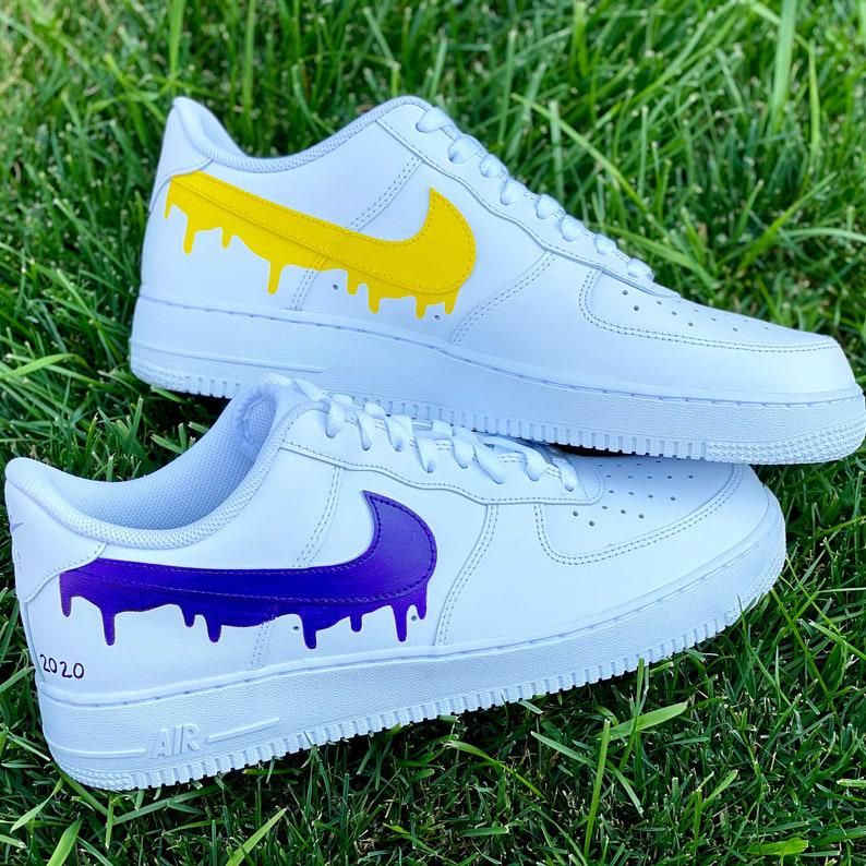Custom Purple Yellow Drip Air Force Ones-shecustomize