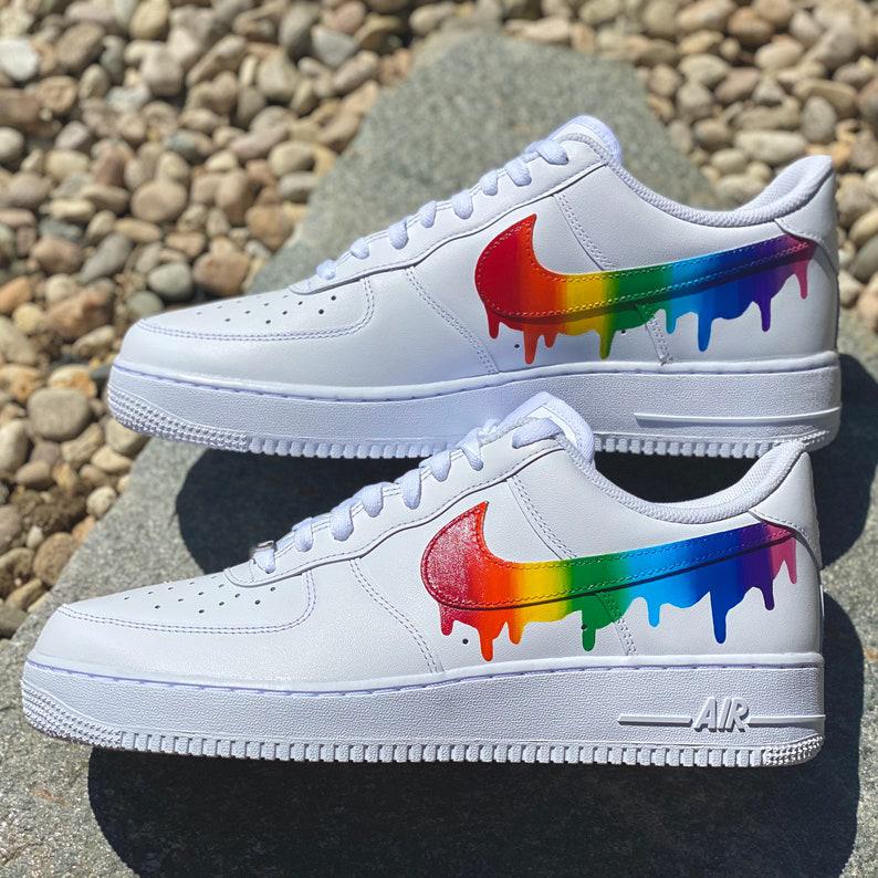 Custom Rainbow Nike Drip Air Force Ones-shecustomize