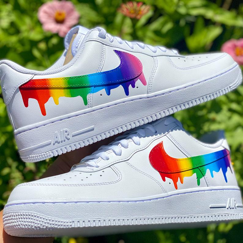 Custom Rainbow Nike Drip Air Force Ones-shecustomize