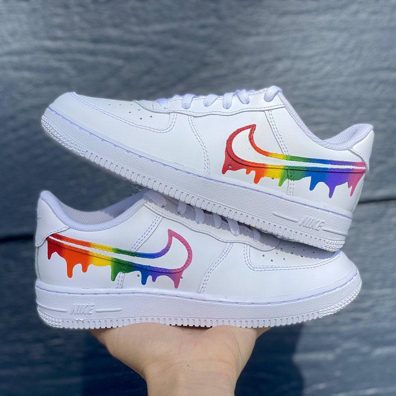 Custom Rainbow Nike Drip Air Force Ones-shecustomize