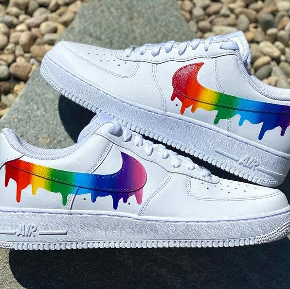 Custom Rainbow Nike Drip Air Force Ones-shecustomize