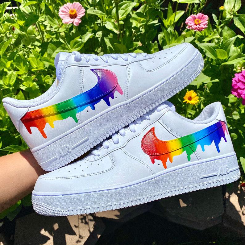 Custom Rainbow Nike Drip Air Force Ones-shecustomize