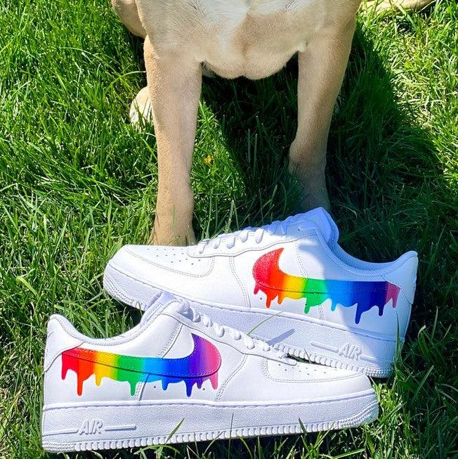Custom Rainbow Nike Drip Air Force Ones-shecustomize